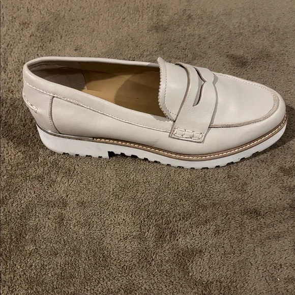 Franco Sarto Taupe Leather Cedra Loafers With Silver Accents - Size 7 - Picture 3 of 7